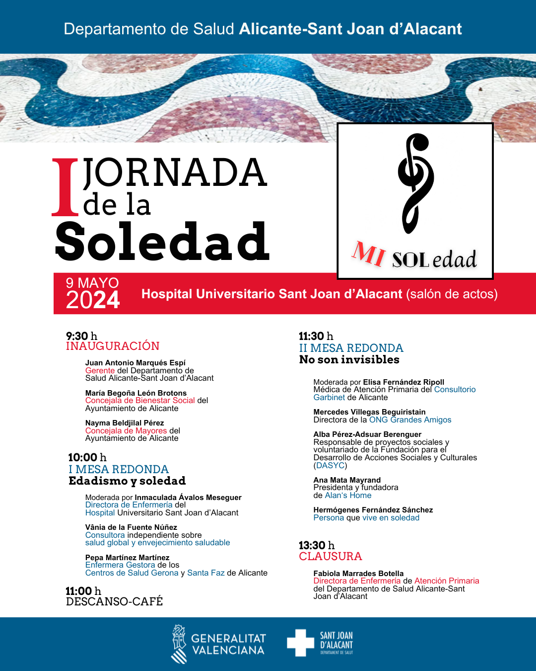 I Jornada de la Soledad 9 mayo 2024 Hospital Universitario Sant Joan d'Alacant